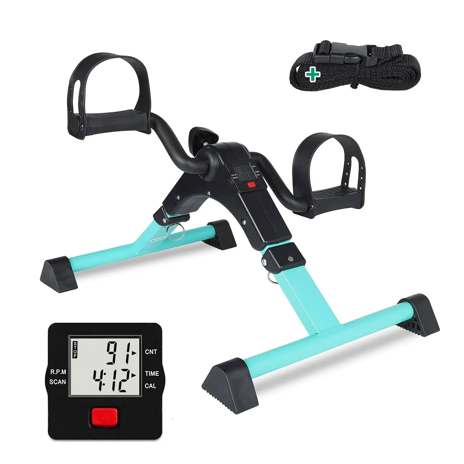 Folding Pedal Exerciser Under Desk Exercise Bike Arm/Leg Trainer LCD Display