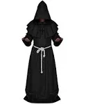 LHJ Medieval Friar Monk Robe Cosplay Halloween Hooded Cape Unisex Costume Cloak