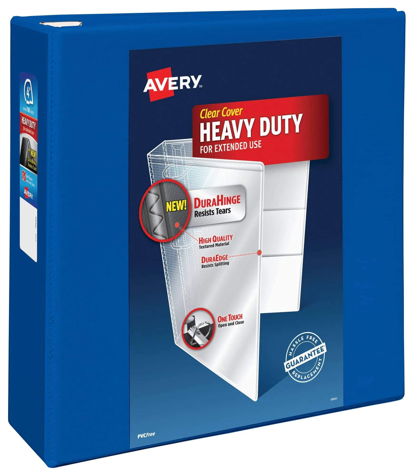 Avery Heavy-Duty View 3 Ring Binder, 4 Inch One Touch EZD Rings, 4.5 Inch Spine, 1 Pacific Blue Binder (79814)