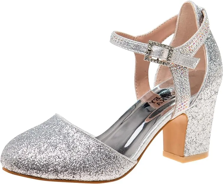 Badgley Mischka Kids Trudy Glitter Pump (Little Kid/Big Kid) Girl's Shoes Silver ...