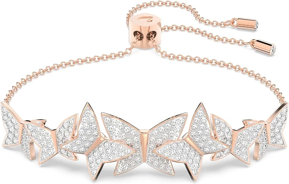 SWAROVSKI Lilia bracelet, Butterfly, White, Rose-gold tone plated