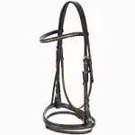 HORZE Weston Padded Leather Snaffle Bridle with Flash Noseband and Web Reins | English Bridle for Horses