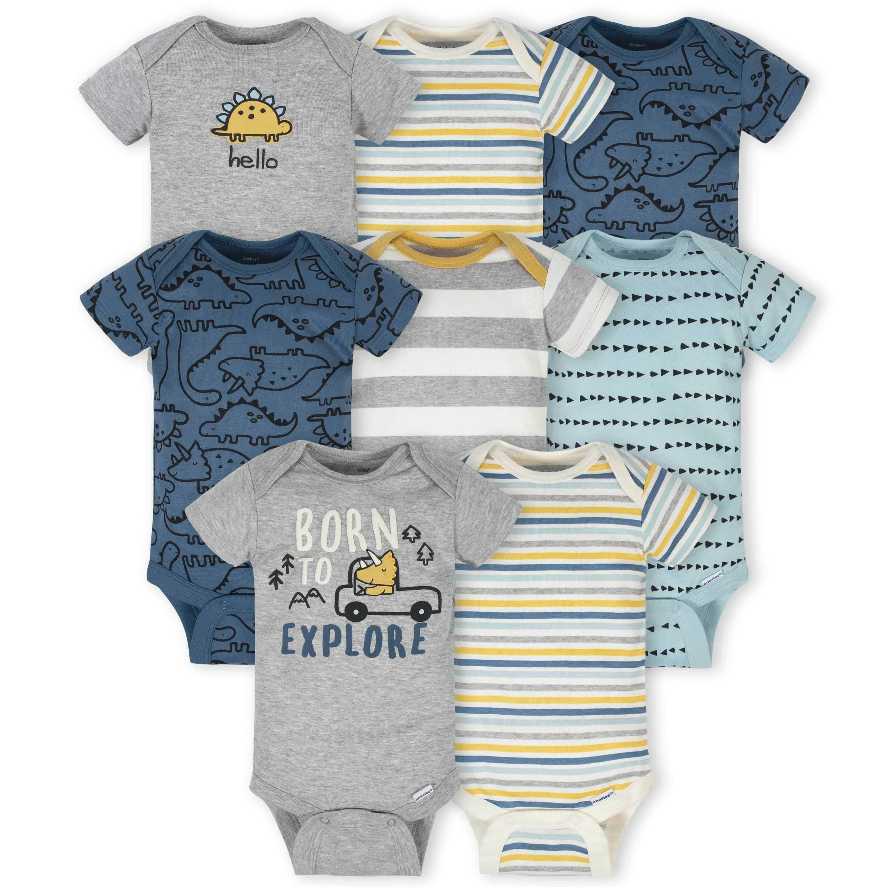 Gerber baby-boys 8-Pack Short Sleeve Onesies Bodysuits