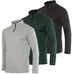 Real Essentials 3 Pack: Men's Mesh Long Sleeve Athletic Quarter Zip Pullover - Outdoor UPF 50+ (Available in Big & Tall)