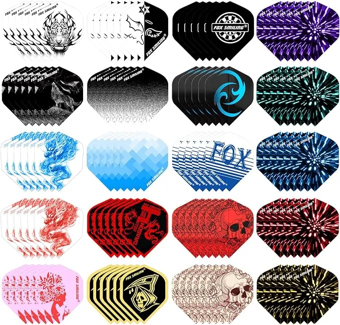 Fox Smiling Dart Flights Accessories Kit, 120PCS(20 Designs) Standard Shape ...