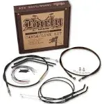 Burly 16&#034; Black Vinyl Handlebar Control Cables Complete Kit Softail Harley 00-06