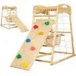 FUNLIO 7-in-1 Wood Indoor Playground for Toddlers 2-5, Montessori Climbing To...