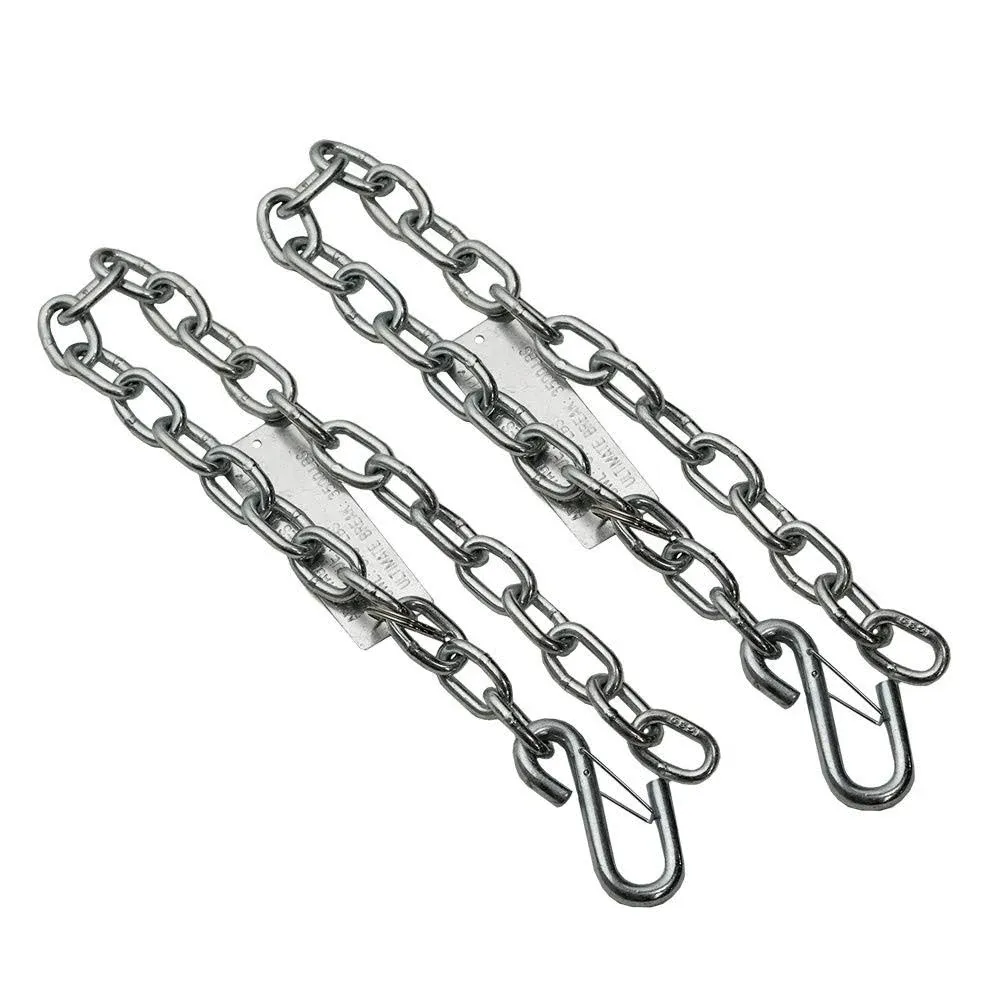 Heavy-Duty 30-inch Steel Trailer Safety Chain with Spring Clip Hook | 2 pack