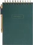 Eccolo Lined Top Spiral Notebook, Flexi-Cover Steno Pad with Pen Included (240 Perforated Pages), "Notes" A5 Notepad Ideal for Note Taking in School, College or Work (Green, 6x8.5 Inches)