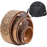 Aiweitey Back Roller Set Cork Yoga Wheel for Backbends Pain Relief Massages Muscle Pilates Relaxation Balance with Bag