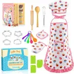 Little Ben Toyze Kids Cooking Aprons for Kids Ages 3-6, 20Pcs/set Little Chef Cooking Toys for Girls Gifts Kids Chef Hat and Apron Girl Kitchen Set for Toddlers Apron