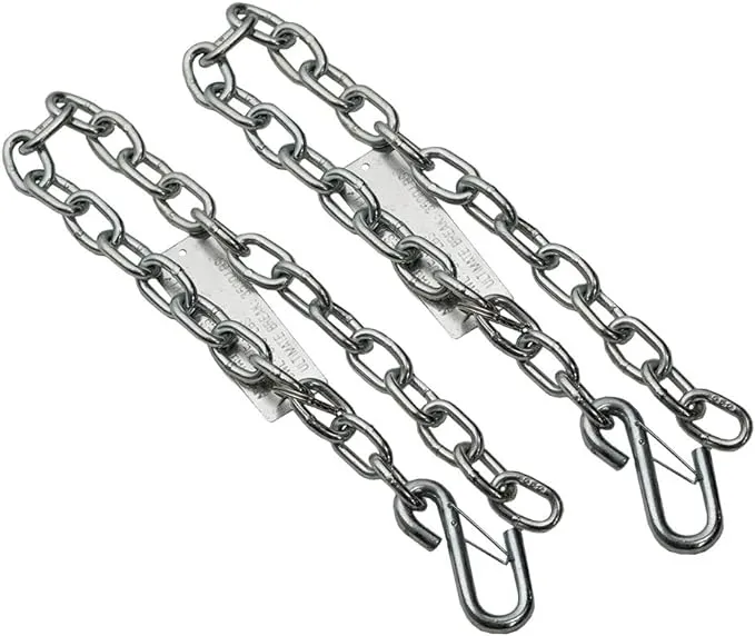 Tough Grade Heavy-Duty 30-Inch Steel Trailer Safety Chain with Spring Clip Hook | 2 Pack