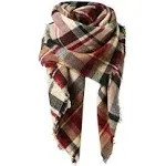 American Trends Women's Fall Winter Scarf, Classic Tassel Plaid, Warm Soft Chunky Blanket Wrap Shawl Scarves, Large, Pink