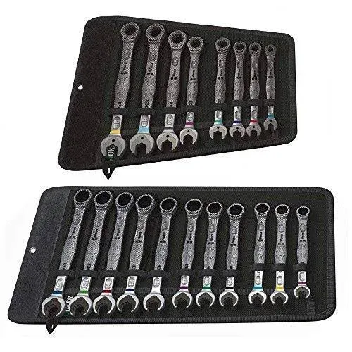 Wera Tools JOKER SAE / Metric Combo Wrench 19PC Set Color Code w/2 Wrench Rolls