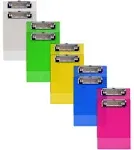 "Mini Plastic Clipboards, Low Profile Clips, Asst'd Translucent Colors, A6 Memo Size, 53inx8in, 10PK"