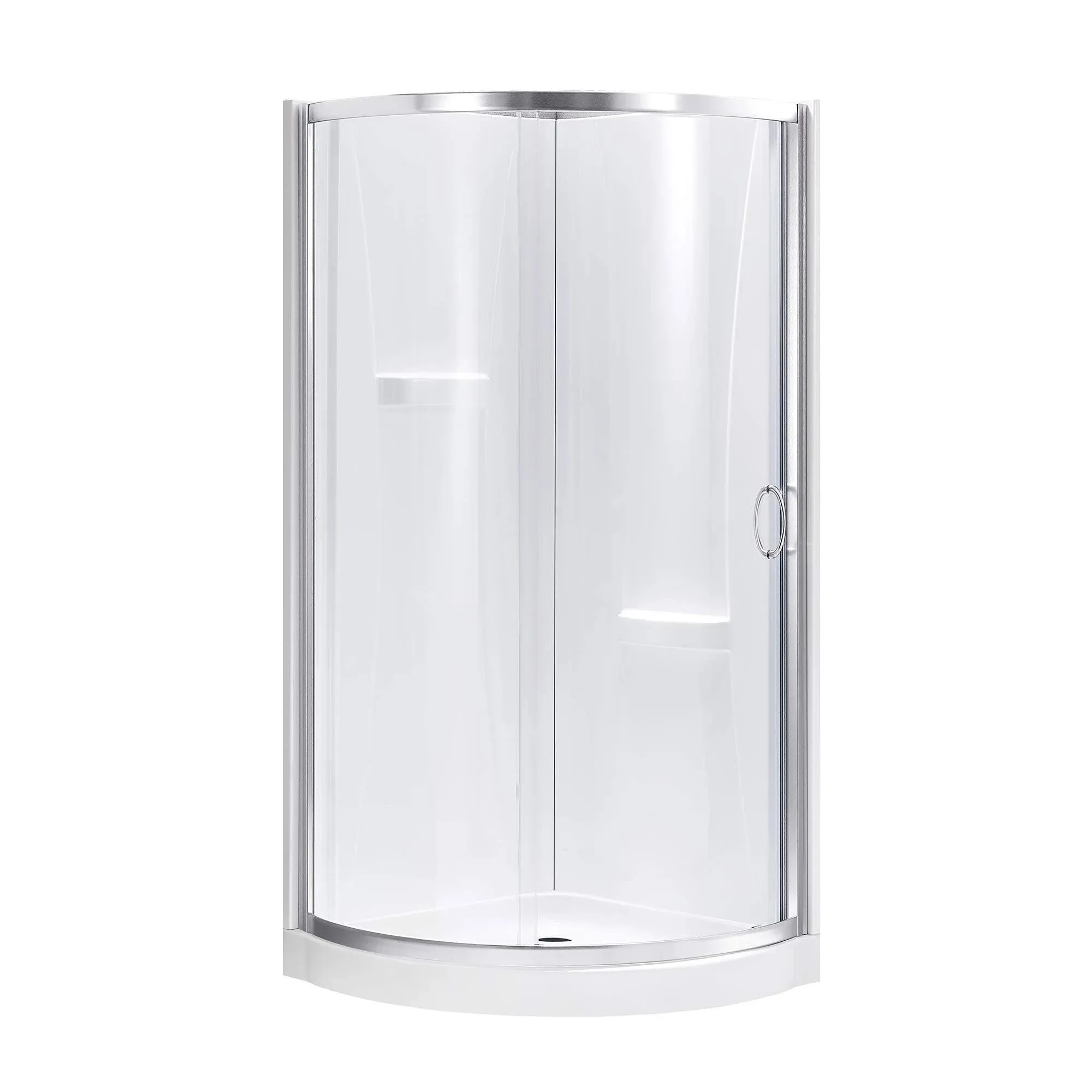 Ove Decors Breeze 32 in. Satin Nickel Shower Kit with Clear Glass Panels, Walls and Base Included