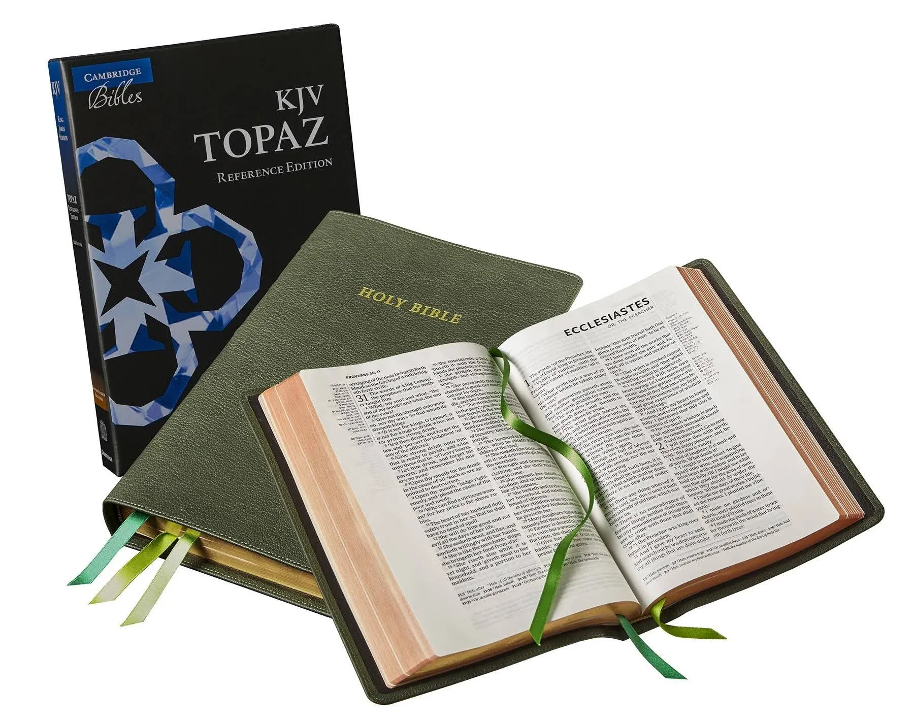 KJV Topaz Reference Edition, Dark Green Goatskin Leather, KJ676:XRL