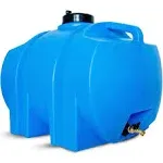 35 Gallon Utility Water Tank with Large Cap for Easy Filling, 3/4 Inch Brass Spigot, 2 Built in Strapping Points and 2 Handles, Blue