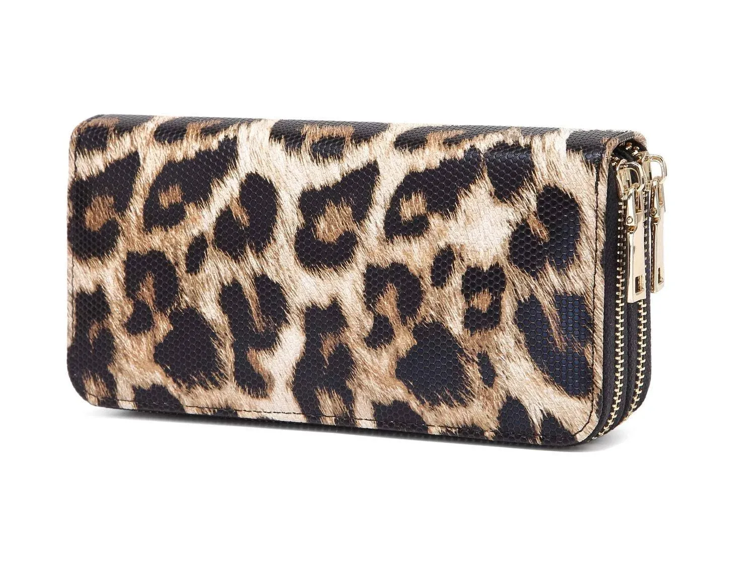 Nabegum Leopard Travel Wallet for Women Cheetah Cow Print Double A-Leopard 