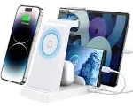 GAUOLN Wireless Charger for iPhone - 5 in 1 Charging Station for Multiple Devices Apple: Fast Wireless Charging Stand Dock for iPhone 16 15 14 13 12