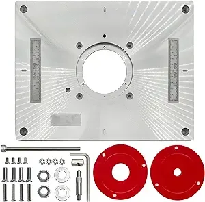 Aluminium Router Table Insert Plate Table for Woodworking Benches Router Plate Wood Tools Milling Trimming Machine with Rings (Red 13inches)