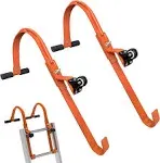 Ladder Roof Hook 2 Pack with Wheel Heavy Duty Steel Ladder Stabilizer, Roof Ridge Extension, Wheel Rubber and Rubber Grip T-Bar for Damage Prevention, for Damage Prevention,Able to Bear 500 Pounds