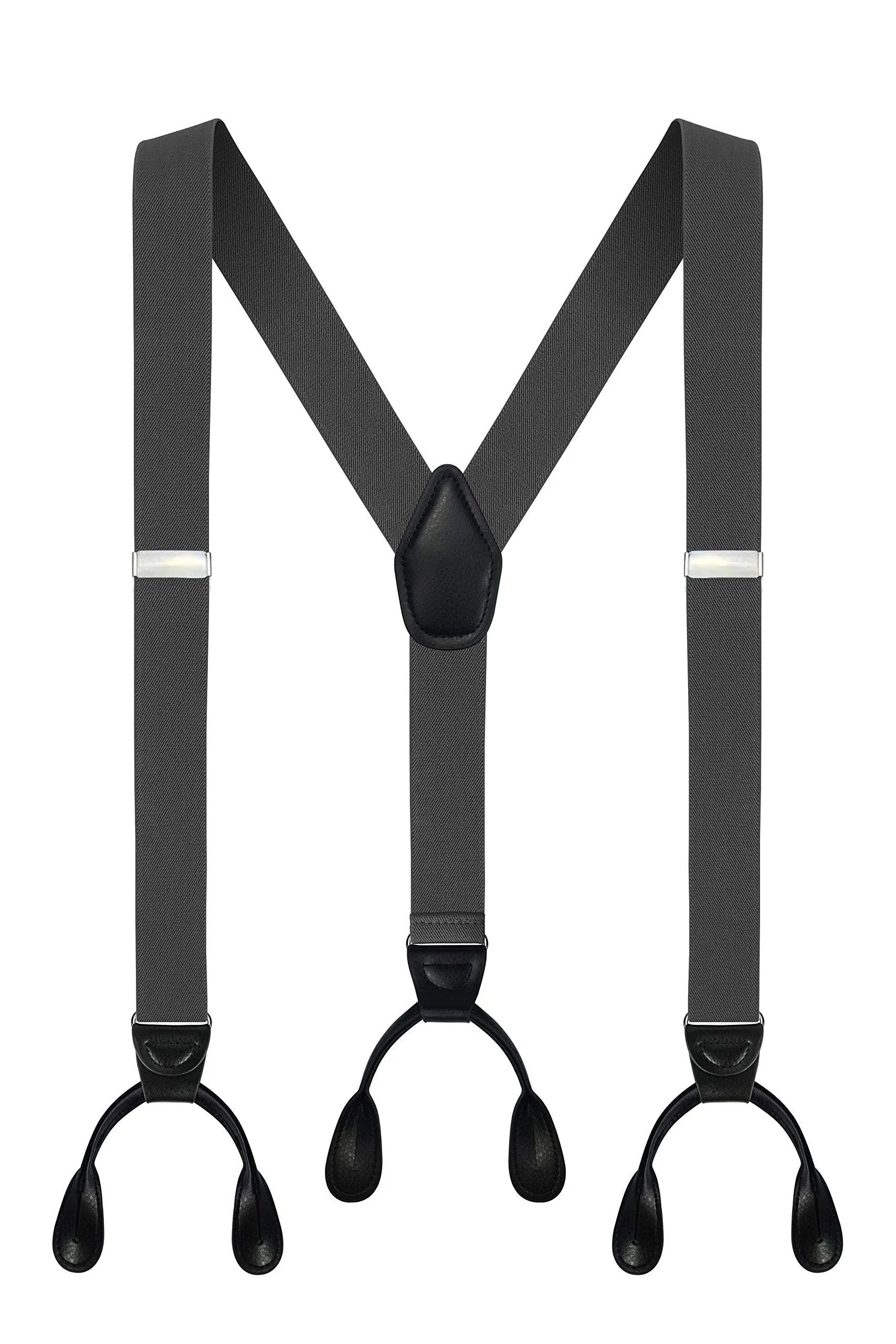 Moulen Men&#039;s Y-Back 1.4 Inches Wide Button End Elastic Adjustable Suspenders