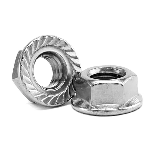 3/8-16 Serrated Flange Hex Lock Nuts 100Pcs 304 Stainless Steel 18-8, Full Thread, Hex Drive, Bright Finish by SG TZH