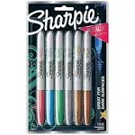 Sharpie Metallic Permanent Markers, Fine Point, Assorted Colors, 6 Count