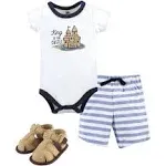 Hudson Baby Bodysuit, Shorts and Shoe Set, 3-Piece Set, Sandcastle