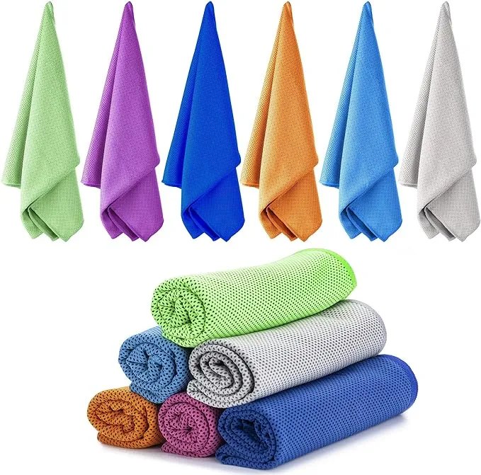 Cooling Towels 6Pack,Ice Towel for Neck and Face,Soft Breathable Chilly Microfiber Towel for Hot Weather,Camping,Workout,Sports,Yoga,Golf,Gym,Fitness