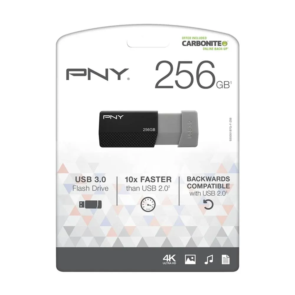 PNY USB 3.0 Flash Drive, 256GB, Black, P-FD256ELEDGE-GE