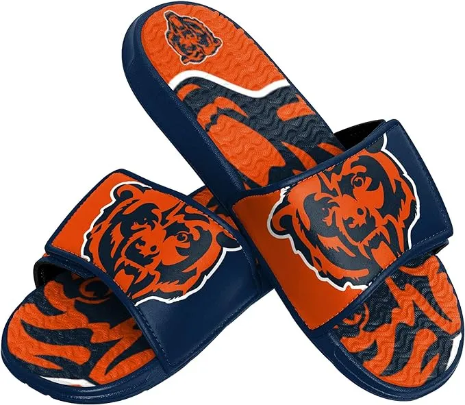 Chicago Bears NFL Mens Colorblock Big Logo Gel Slides