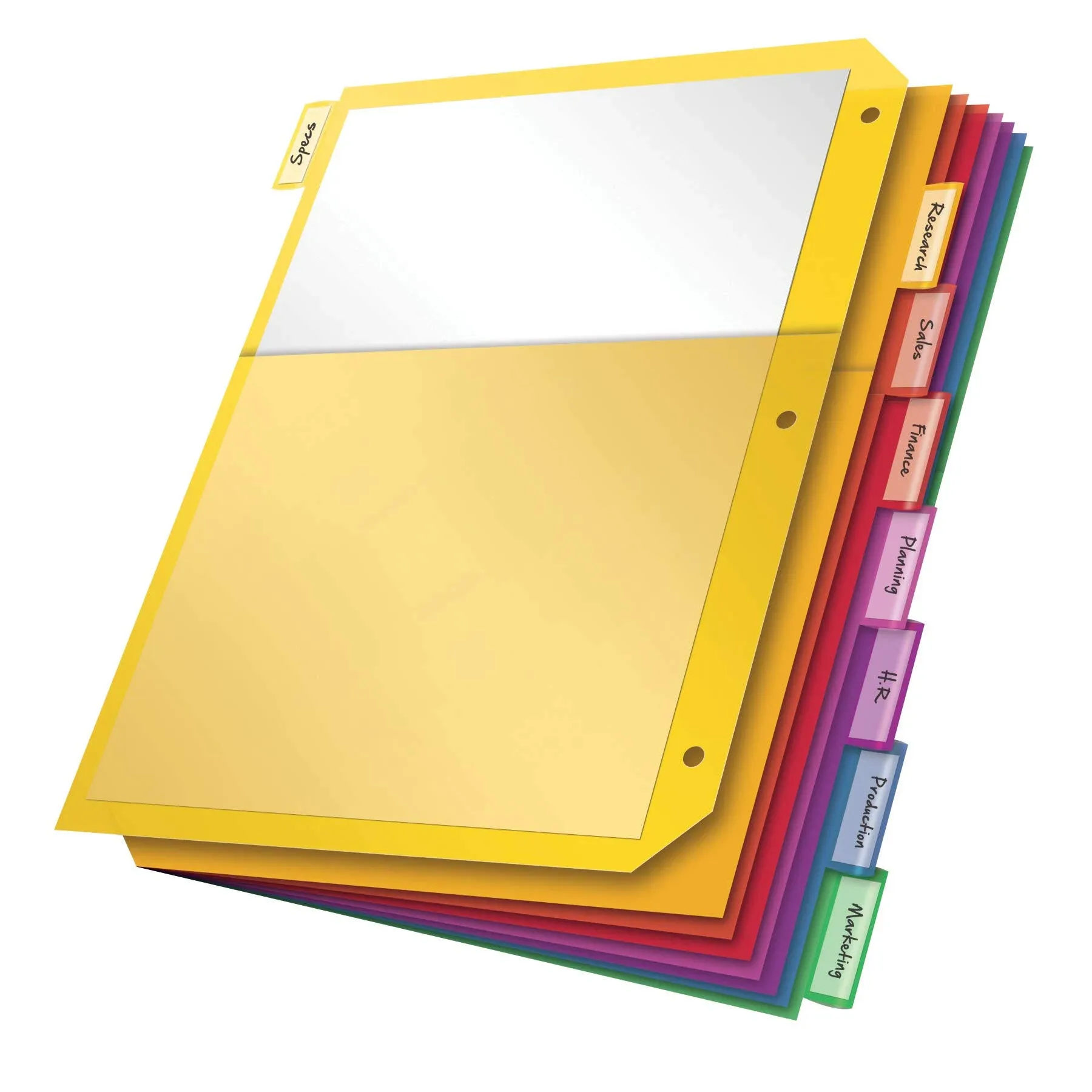 Oxford Plastic 2 Pocket Binder Dividers, 8 Tab 1/8 Cut, Multicolor Large Tab Set, Insertable Dividers with Paper Inserts, Letter Size, 3 Sets (89603)