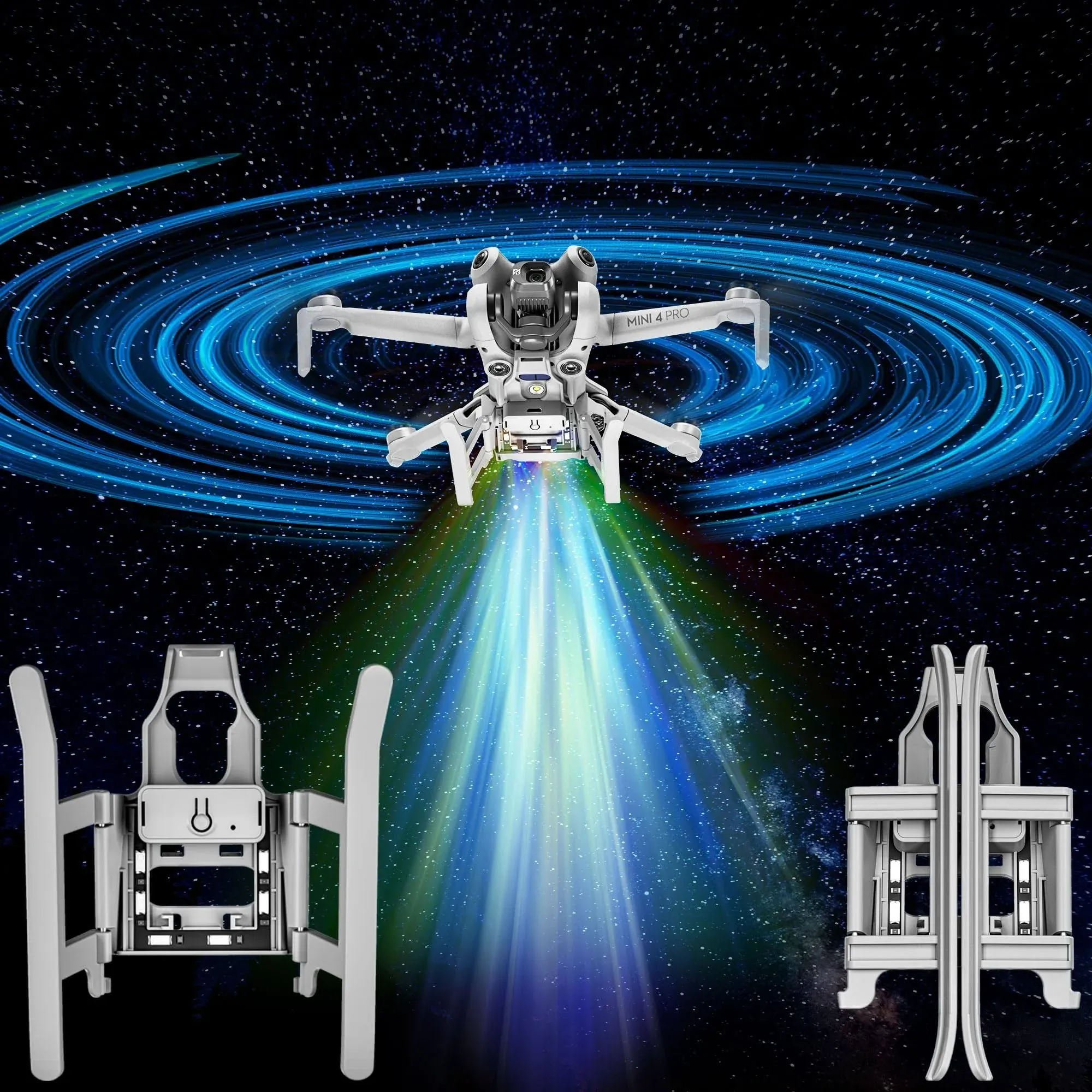 Colorful Landing Gear for DJI Mini 4 Pro with Flash LED Lights Foldable