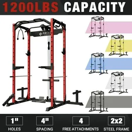 Power Cage, Power Rack with LAT Pulldown, Multi-Function<wbr/>al Squat Rack, Squat Cag