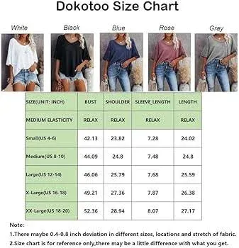 Dokotoo Women's Causual V Neck Short Sleeve Shirts Waffle Knit Loose Tunic Tops Blouses