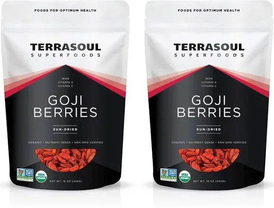 Terrasoul Superfoods Organic Goji Berries, 2 Lbs (2 pack) - Large Size | Chewy Texture | Premium Quality | Lab-Tested…