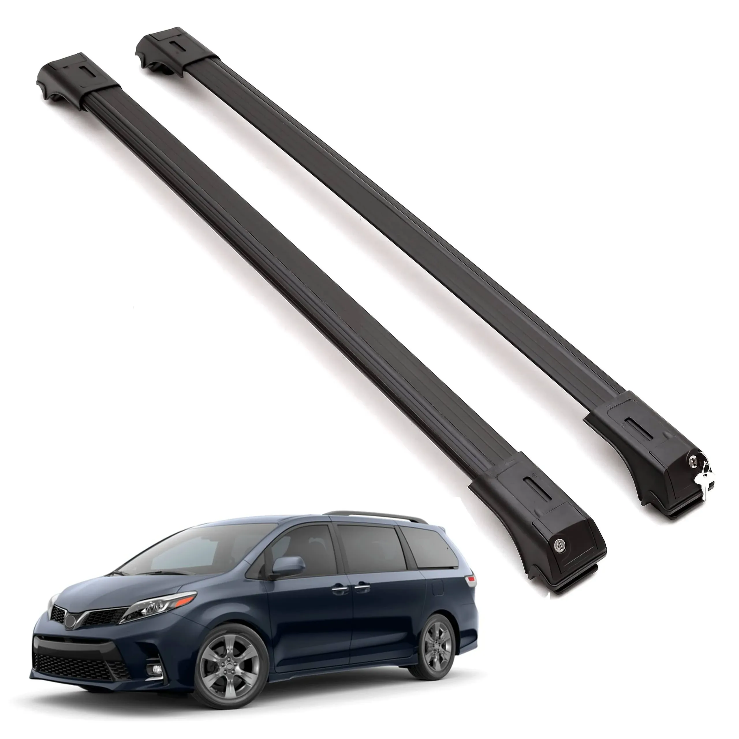 2 Piece Lockable Roof Rack Cross Bars For Toyota Sienna 2011-2020 | Black