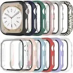 Zoizocp [12 Pack] Case Compatible with Apple Watch Series 9 8 7 41mm with Tempered Glass Screen Protector, Full Coverage Bumper Hard PC Protective Cover for