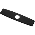 Luxier 10 in. x 2.4 in. x 0.25 in. Brass Kitchen Sink Faucet Hole Cover Deck Plate Escutcheon in Matte Black - Matte Black / Brass DKPL-10M