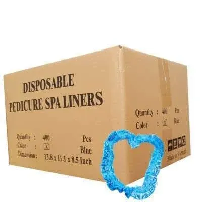 400-Count Spa Liners, Clear, Fit All Pedicure Spas, Disposable Pedicure Liners. (Blue)