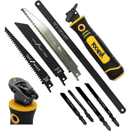 8-In-1 Multi Blades Hand Saw, Drywall Cutter Saw. Hacksaw. Long Blade Hand Saw, Jab Saw, For Cutting Drywall, Sheetrock, Wood, Metel, Plastic, Plywood. Blade Quick Change Mechanism.