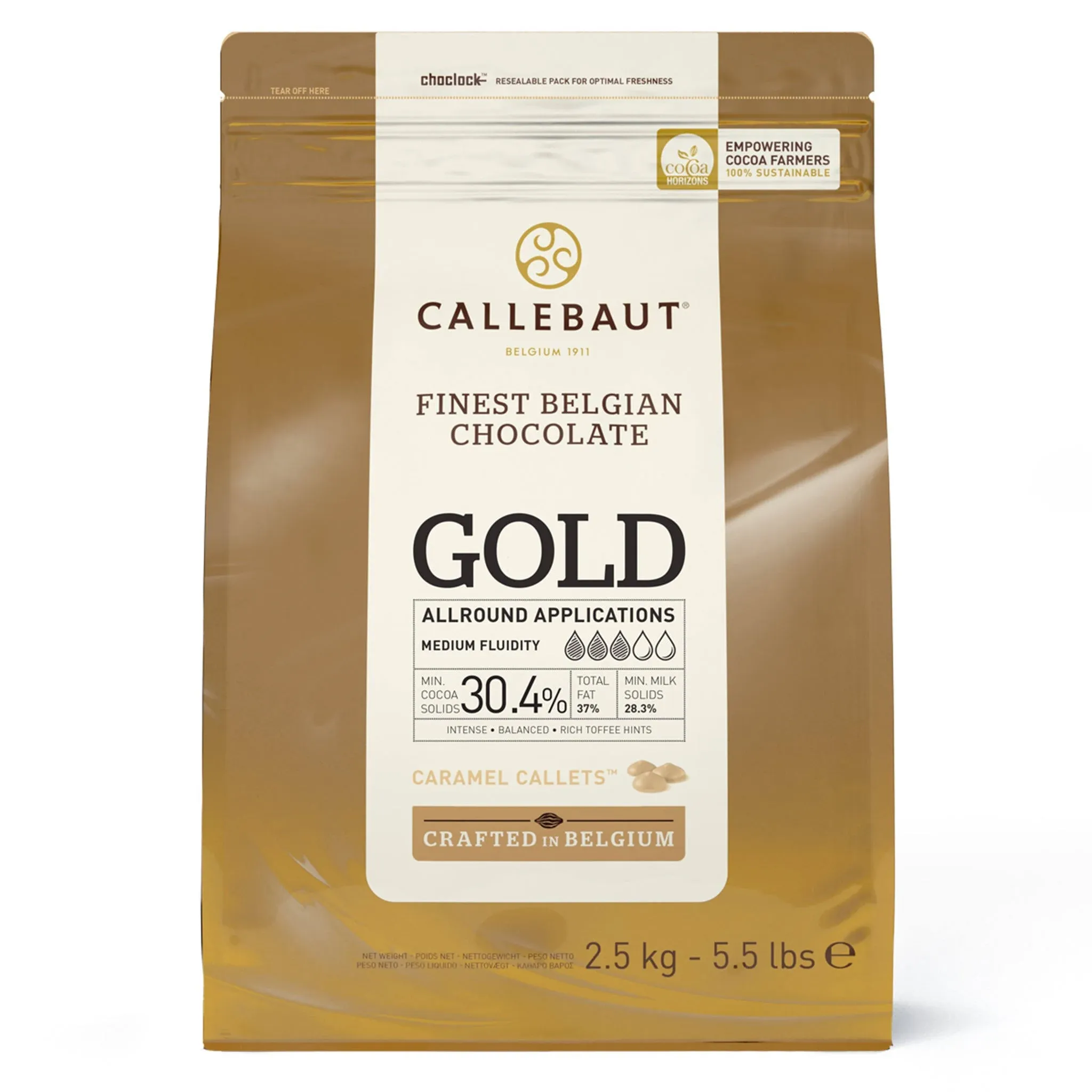 Callebaut 'Gold' 30.4% Chocolate Callets - 5.5 lbs