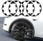 for Tesla Model Y 20 Inches Wheel Rim Protector Ring, Upgrade 4 PCS ABS Stereoscopic Rim Hubcaps Cover for Tesla Model Y 2017-2024, 20 Inchs Wheel Rim Protection Accessories, Black