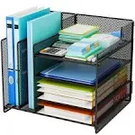 Desk Organizers with File Holder, 4-Tier Mesh Letter Tray Paper Organizer and 2