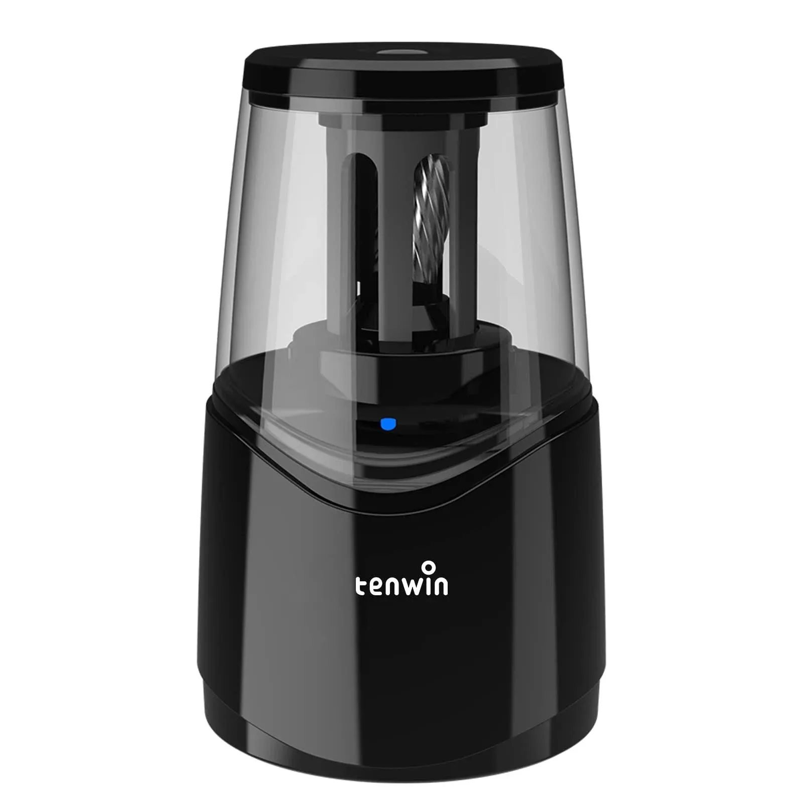 tenwin Rechargeable Electric Pencil Sharpener with Durable Helical Blade to Fast Sharpen, Heavy Duty Pencil Sharpener for No.2 & Colored 6-8mm Pencils for School Office Home (Black)