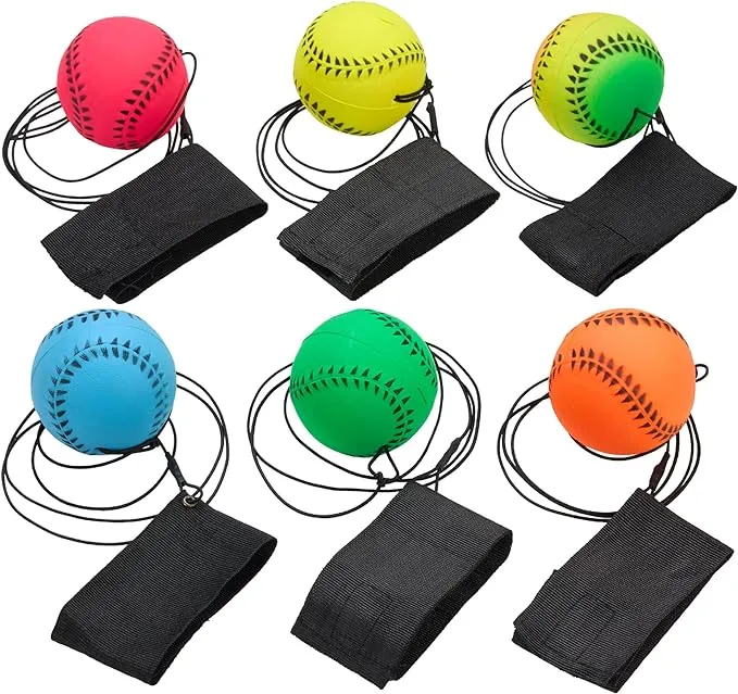 Playbees Wrist Baseballs Neon Reactive - 6 Pack - Practice Sports Balls for Fun Outdoor Activity for Kids - Spring Training, Party Favor, Baseball