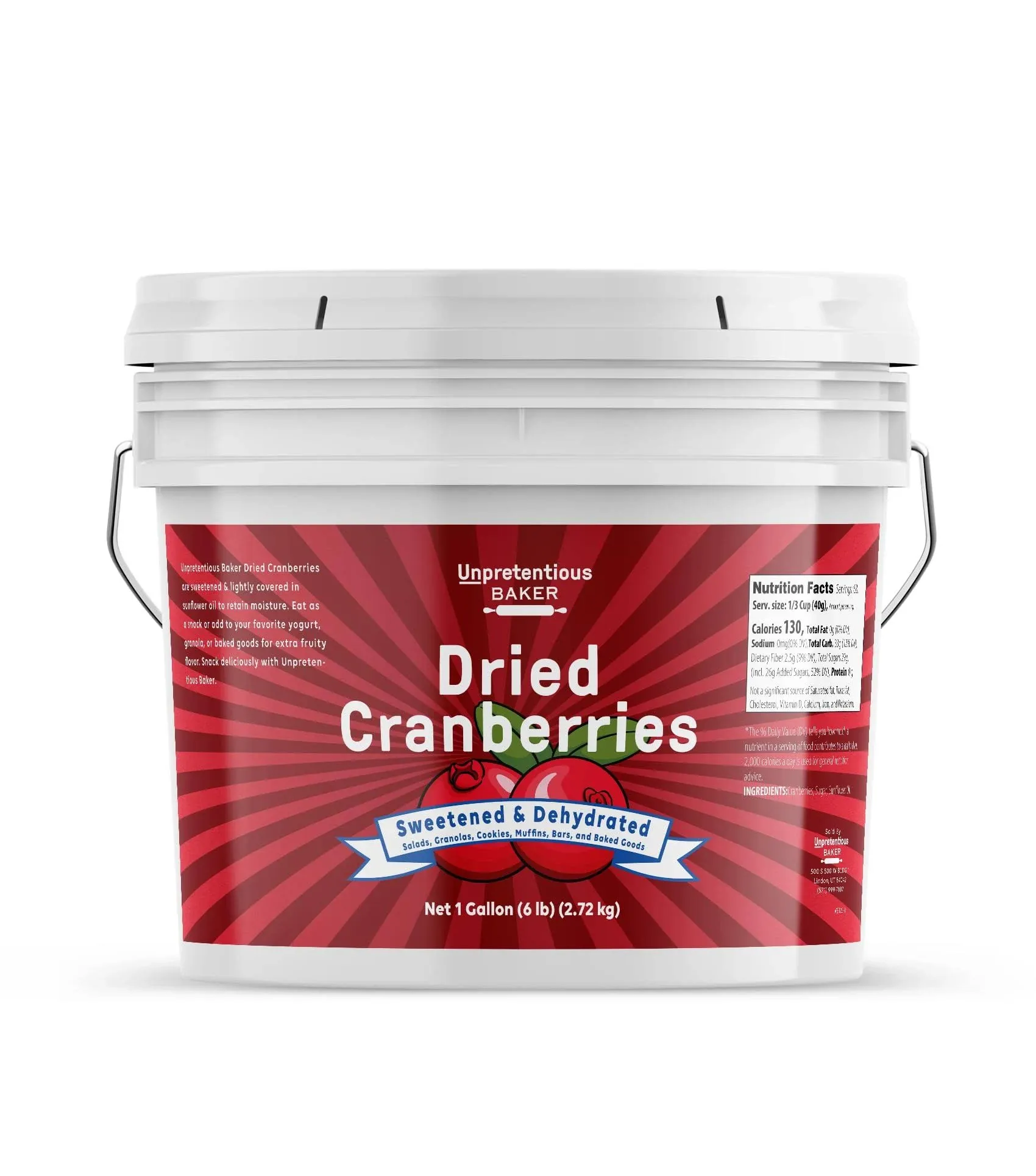 Unpretentious Dried Cranberries, 1 Gallon, Salads, Granolas, Yogurts, Cookies ...