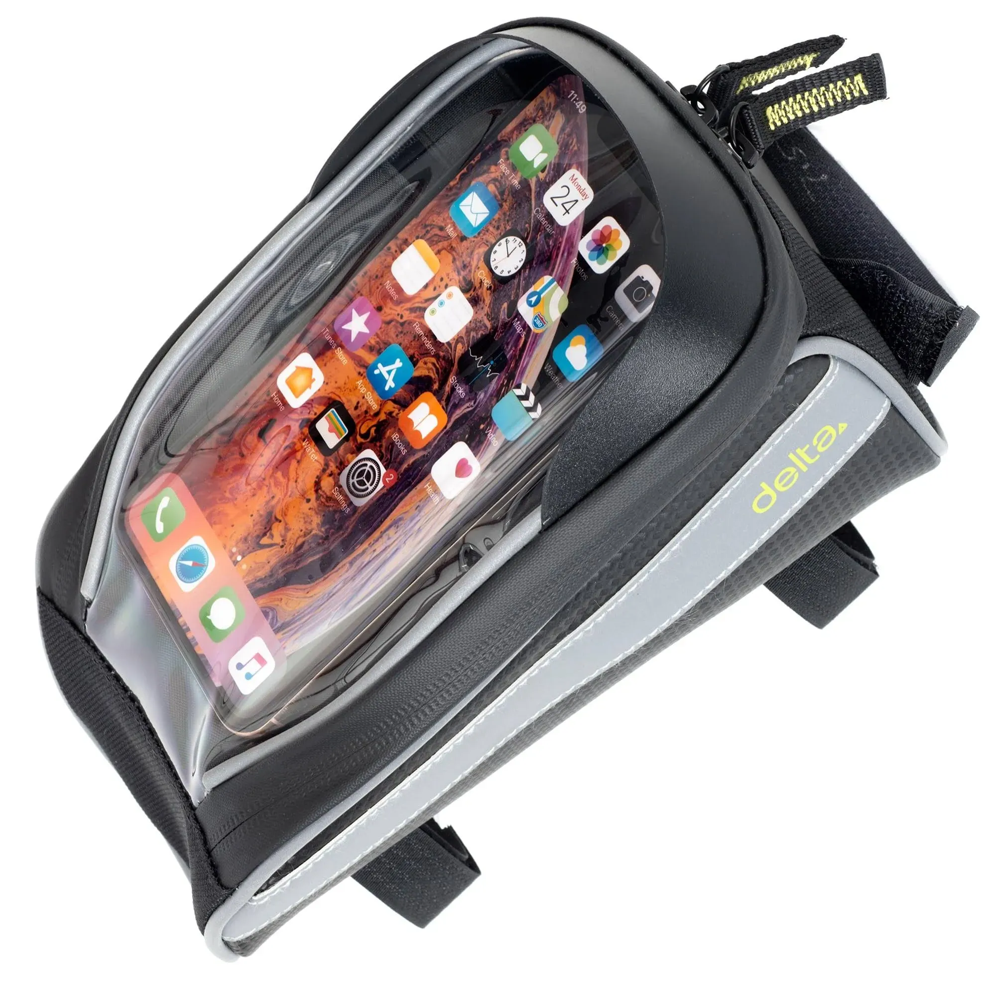 Bike Handlebar Bag for Phone - Top Tube Cycling Accessories with Waterproof Transparent Pouch for Adult Mountain and Road Bicycles with Reflective Material for Safety - Bikepacking Front Bag